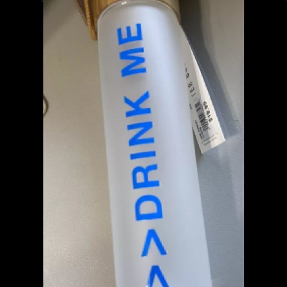 NWT Hand painted Drink Me Bottle, 18 oz glass‎